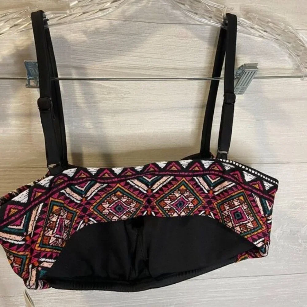 Beach Betty Bandeau Geometric Knotted Front‎ Bikini Top NWT Swimwear
